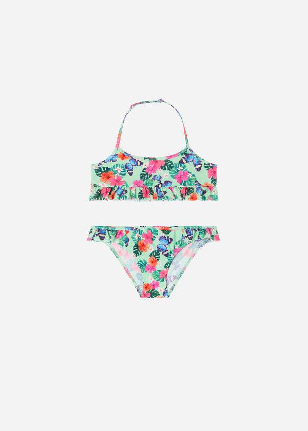 calzedonia zweiteiliger malibù badeanzug für kinder grün