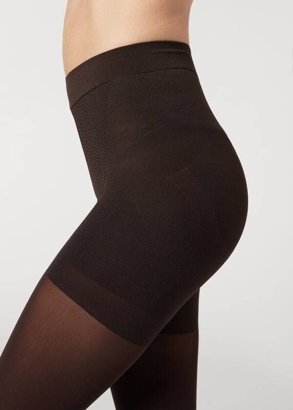damen calzedonia 50 denier total shaper blickdichte strumpfhose in kaffeebraun