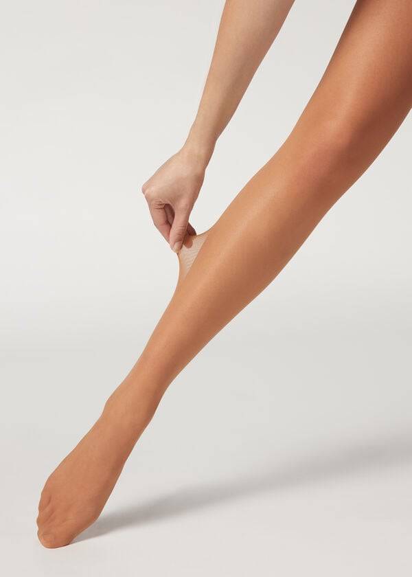 braune damen-leggings calzedonia 30 denier transparent formend mit kontrolloberteil