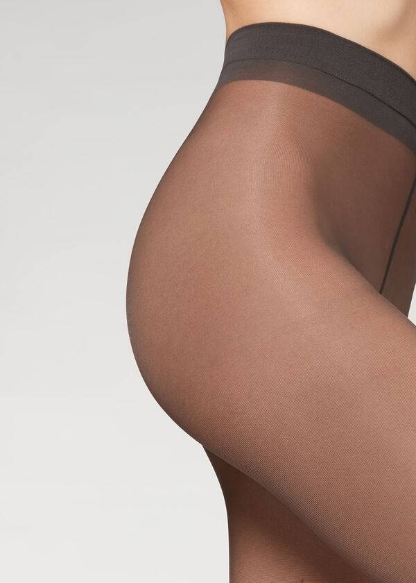 calzedonia 30 denier transparente formstrumpfhose mit kontrollbund damen grau