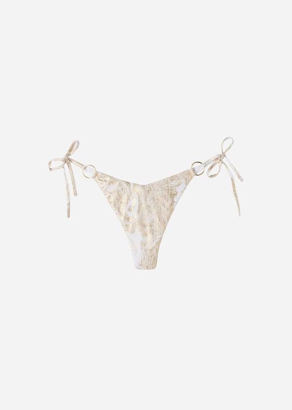 goldfarbene calzedonia bikinihose für damen mit hohem v-ausschnitt im brasilianischen melbourne-stil