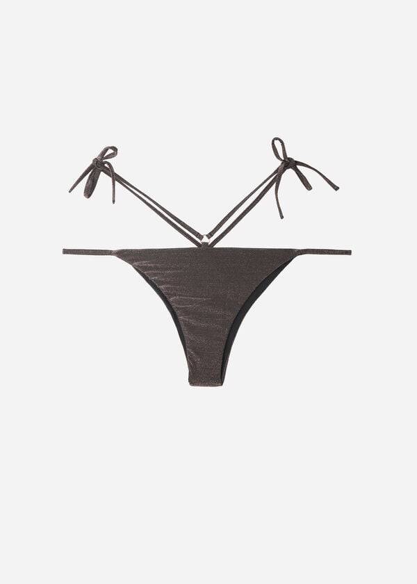 calzedonia lamé brazilian side string hollywood damen-bikinihose schwarz