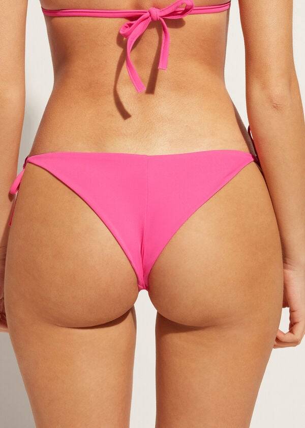 pinkfarbener calzedonia strass-bikini-string shanghai damen-bikini-unterteil