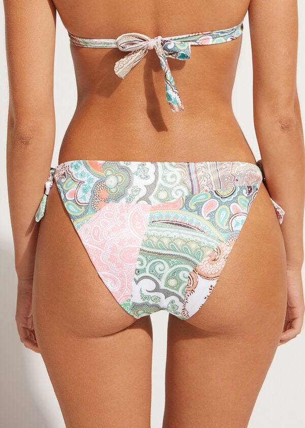 grüne calzedonia bikinihose für damen modell saint tropez mit bindebändern
