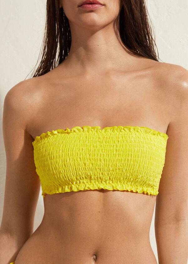 gelbe calzedonia bandeau formentera bikini-oberteile für damen