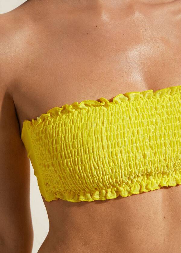 gelbe calzedonia bandeau formentera bikini-oberteile für damen