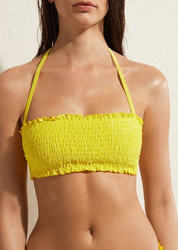 gelbe calzedonia bandeau formentera bikini-oberteile für damen