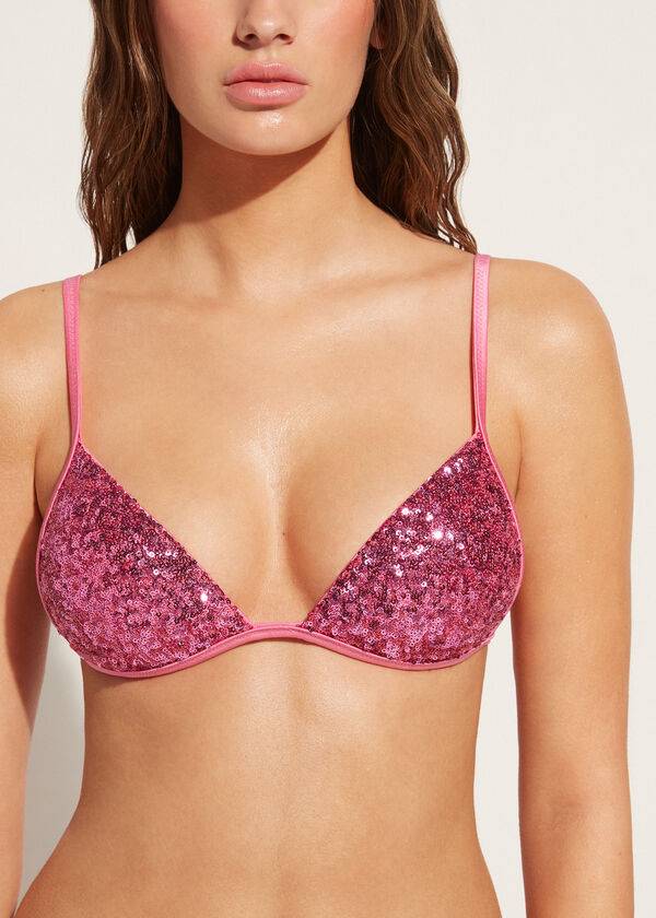 damen calzedonia triangel-bikini-oberteil cannes pink mit abgestufter polsterung