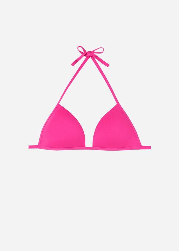pinkfarbenes weich gepolstertes triangel-bikini-oberteil von calzedonia für damen aus indonesien