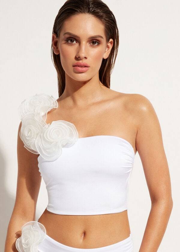 calzedonia one-shoulder bandeau bora bora damen-bikini-oberteil weiß