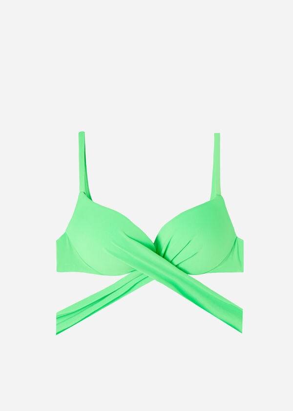 hellgrünes calzedonia push-up-bikini-oberteil mit polsterung indonesien eco rosa damen