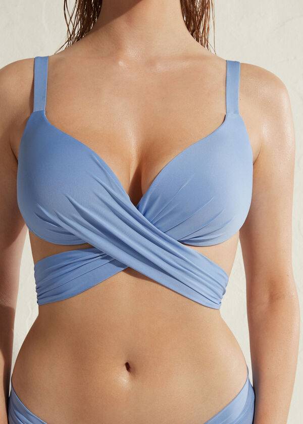 calzedonia gepolstertes push-up-bikini-oberteil für damen indonesien Öko sexy blau