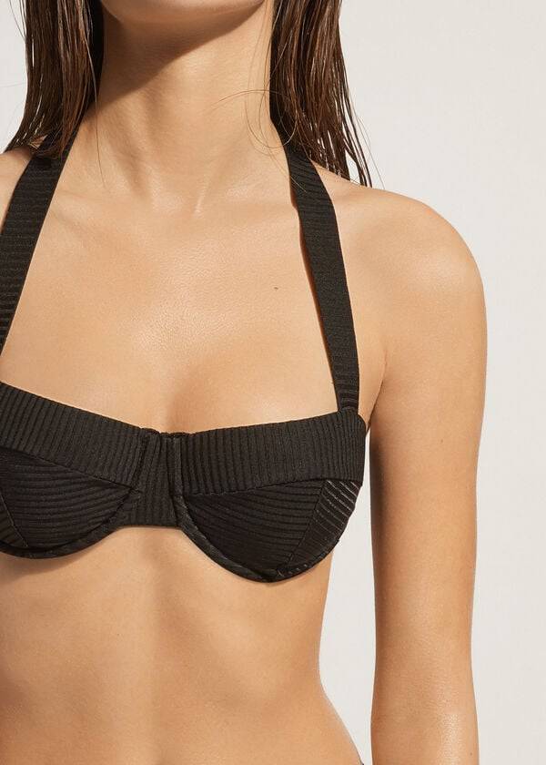 calzedonia push-up bandeau parigi damen-bikini-oberteil schwarz