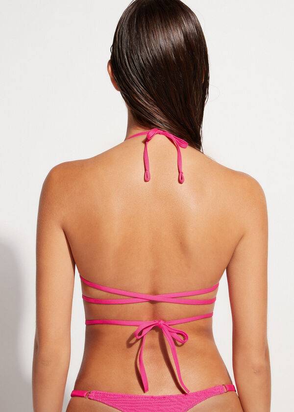 pinkfarbenes calzedonia triangle slide string bikini-oberteil für damen miami-stil