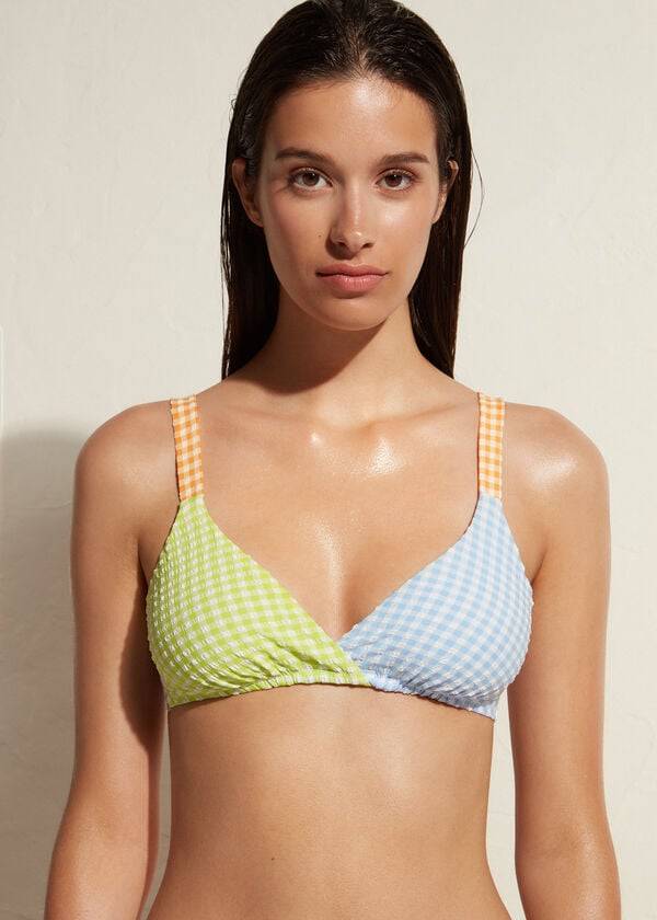 calzedonia triangel-bikini-oberteil valencia für damen grünblau